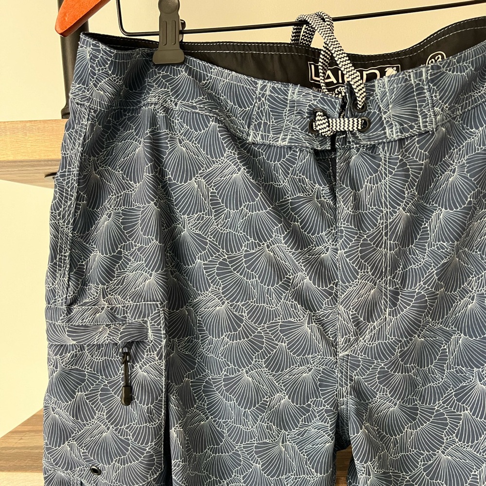 Men’s Swim Trunks Laird Hamilton Performo II Boardshorts Coral Print Navy 33 - Picture 5 of 7